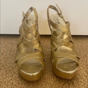 GUESS Gold Strappy Heels